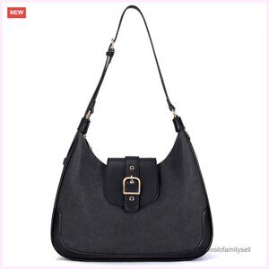 Large Vegan Leather Hobo Bag with Adjustable Strap and Multiple Pockets